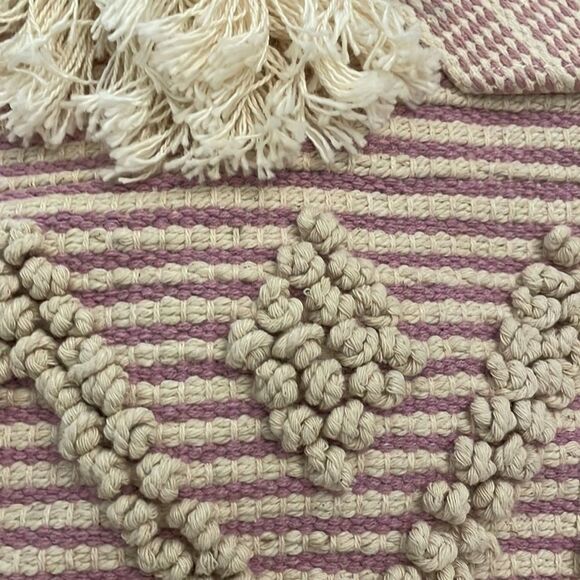 Fantasia Accessories Purple Pink Striped Tassel Shoulder Tote Bag OS - Picture 5 of 12